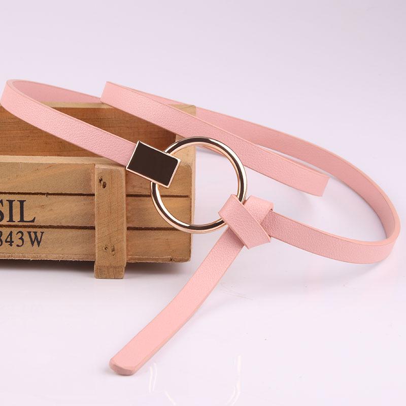 New Style Korean Women's Belt with Sweater Dress Decorative Tiny Leather Belt Versatile Women's Round Buckle Leather Belt