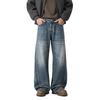 Washed Old American Retro Wide-leg Scimitar Jeans Men's Spring Trendy High Street Loose Straight Jeans Men