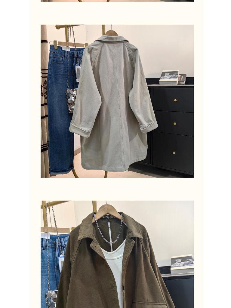 Korean Casual Denim Windbreaker for Women - 2025 Season: Simple, Loose, Versatile Outerwear