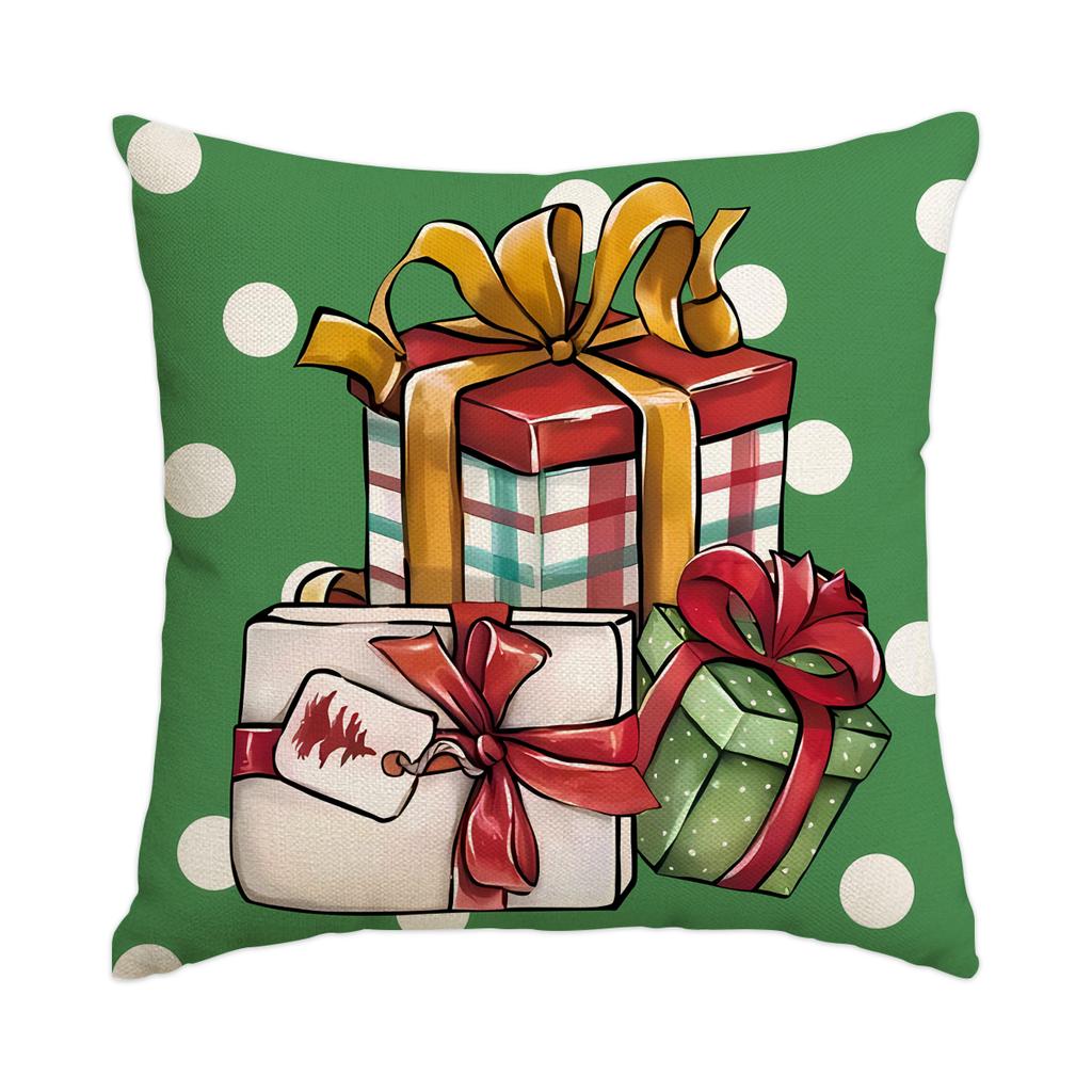 1 \ 4pcs Christmas Pillow Cover Snowman, Elderly, Printed Pattern Cushion Cover, Suitable for Room Living Room, (No Pillow Core)