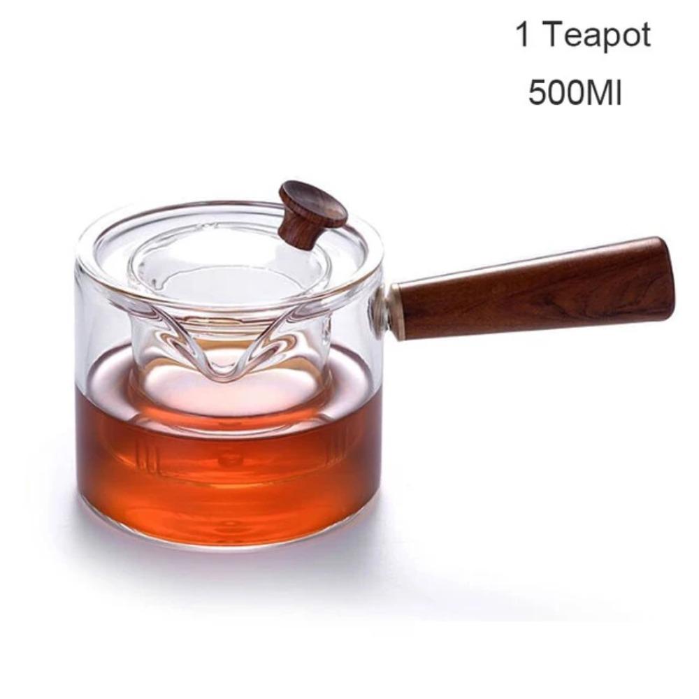 

BOZZH 500 мл Чайник из термостойкого стекла ручной работы с фильтром-инфузором и деревянной ручкой Чайник для кипячения воды Чайник для пуэра чистый