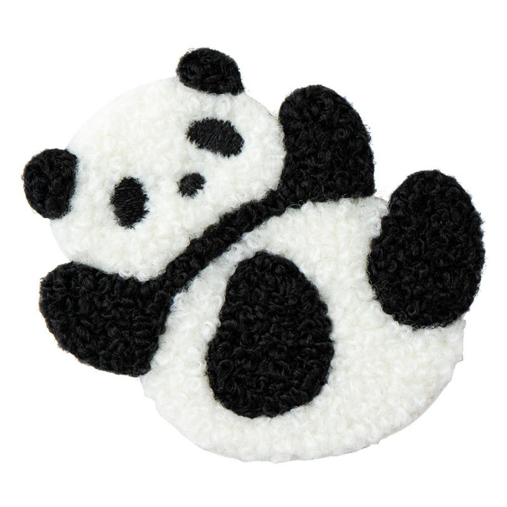 Cute Panda Brooch Cartoon Cloth Badge Soft Embroidery Panda Pin Bag Decoration