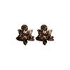 Leopard Print Flower Earrings, High Sense Retro Exaggerated Temperament Earrings, Fashionable Versatile Color Printing Earrings