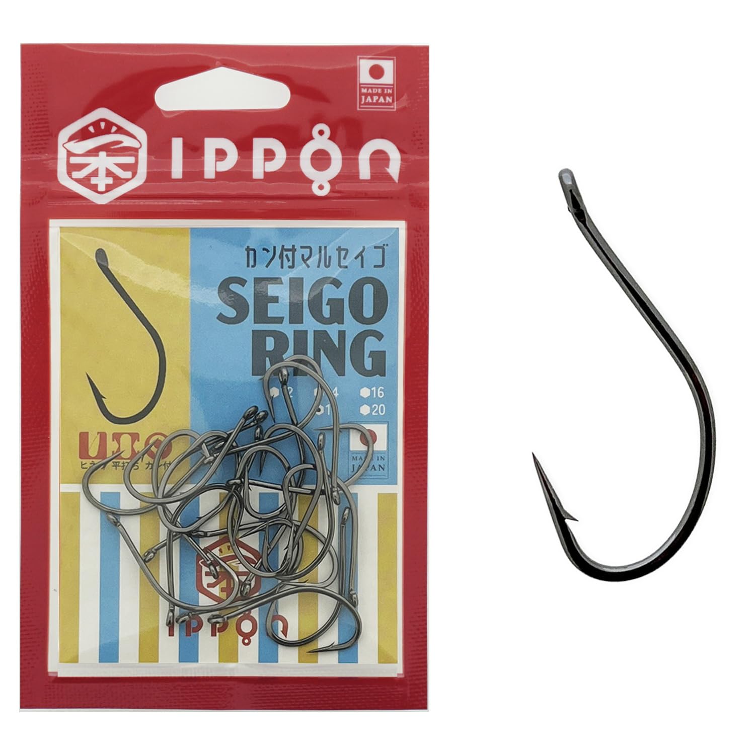 

IPPON (Single) Black Coated Maru Seigo Hooks with Tubes, Size 12 (30 hooks per pack) - Size 20 (16 hooks per pack), Made in Japan, for Live Bait