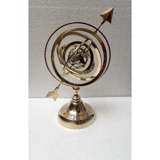 Gold Finish Aluminum Armillary Vintage Tabletop Sphere Globes Armillary Marine 11 Inches Handmade Decorative Globe