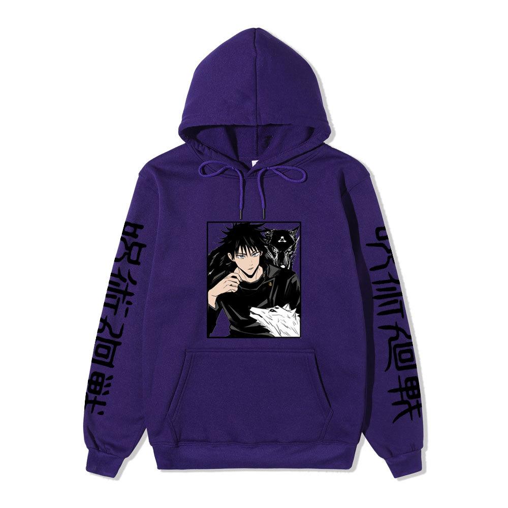Japanese Anime Hoodie Sweatshirt Jujutsu Kaisen Satoru Gojo Anime Print Soft Fleece Warm Long Sleeve Hooded Sweatshirt
