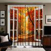 2 pieces of HD decorative curtain window Autumn Maple Leaf yellow tie digital printed curtain Home decoration style Decorate liv