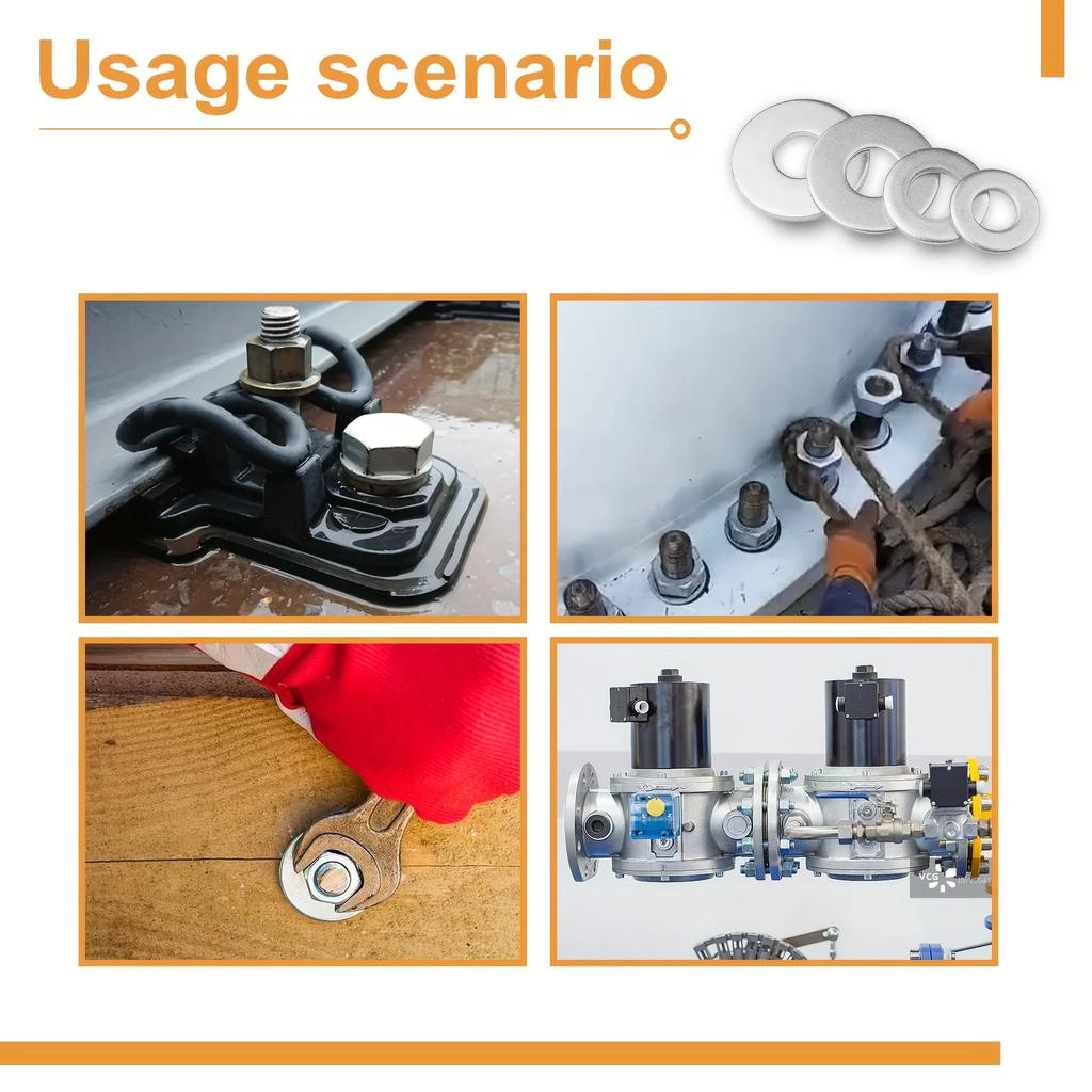 Kit șaibe plate din oțel inoxidabil cu 235 de bucăți - Potrivit pentru decorarea casei, întreținerea fabricii, automobile și motociclete.