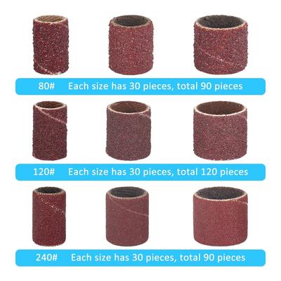 307/384Pcs Sanding Drum Set 80-240 Grit with Sanding Mandrel for Dremel Rotary Tools Abrasive Tools Sanding Bands Abrasive Discs