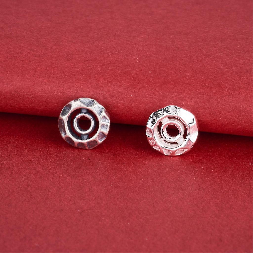 S925 Sterling Silver Hammered Wheel Beads with Twisted Pattern – Spacer Beads for DIY Jewelry and Braiding Rope Accessories.