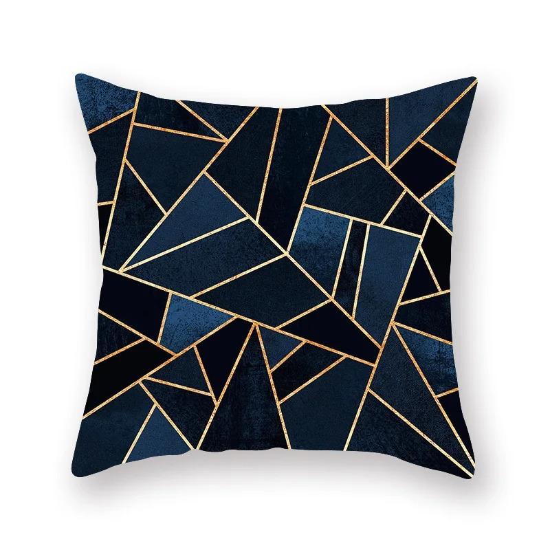 Retro Blue Printed Pillowcase Car Ornaments Office Living Room Sofa Home Pillowcase