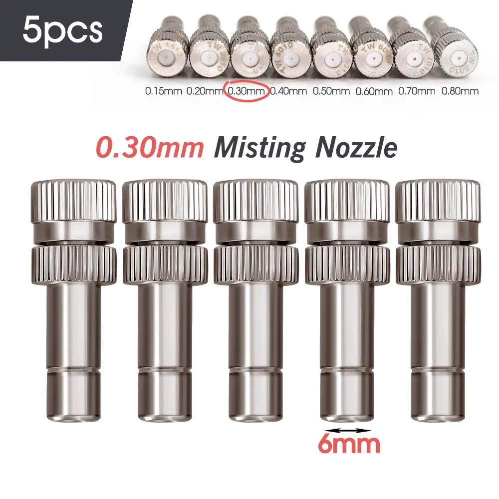 3/8" 9/12mm Misting Cooling System 360° Bend 0.6mm Nozzle Atomizer Sprayers Slip Lock PE Hose Outdoor Garden Irrigation Watering