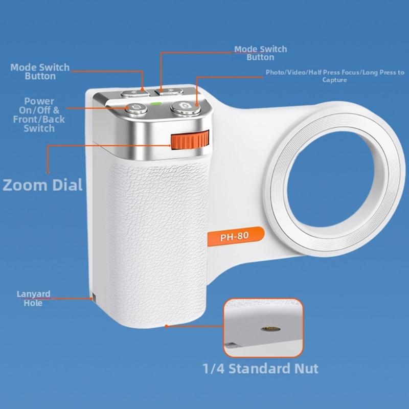 Universal Magnetic Phone Camera Grip Smartphone Handle With Built In Battery And Wireless Shutter Release Button