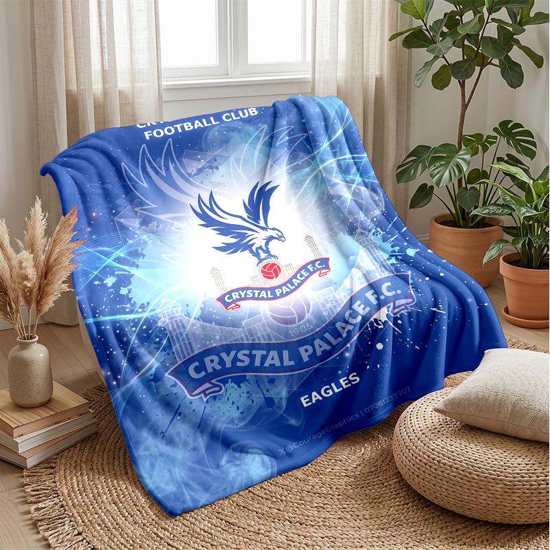 Couverture Flottante en Flanelle Imprimée Football Crystal Palace, Couverture Jetée Douce Chaude Légère pour Canapé Lit Camping
