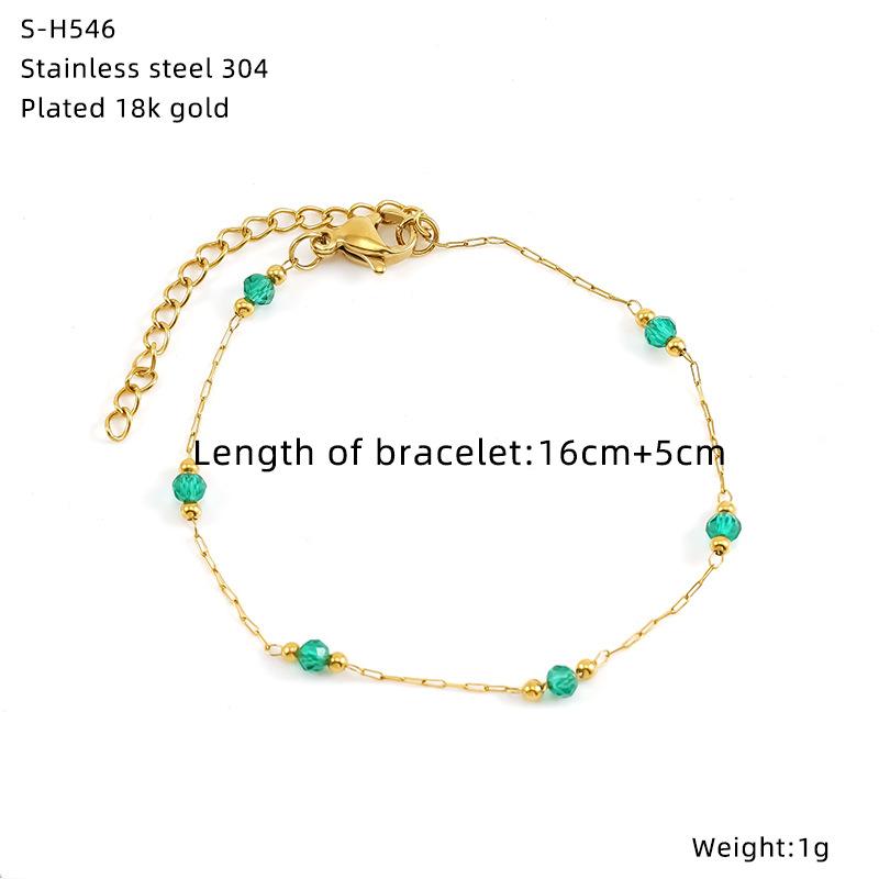 Titanium Steel Glazed Bead Pearl Bracelet, Sweet Crystal Natural Stone Colored Jewelry, High Sense Of Personality