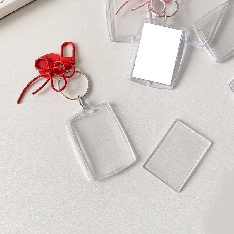 Contemporary Acrylic Photo Display Organizer Compact Keychain Card Sleeve Decorative Desk Accessory For Daily Use