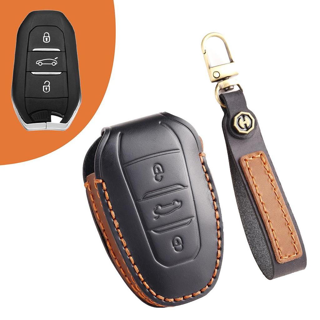 [Peugeot] Citroen DS/4008/2008/308/408/508 Car Keychain Key Cover Cowhide Handmade