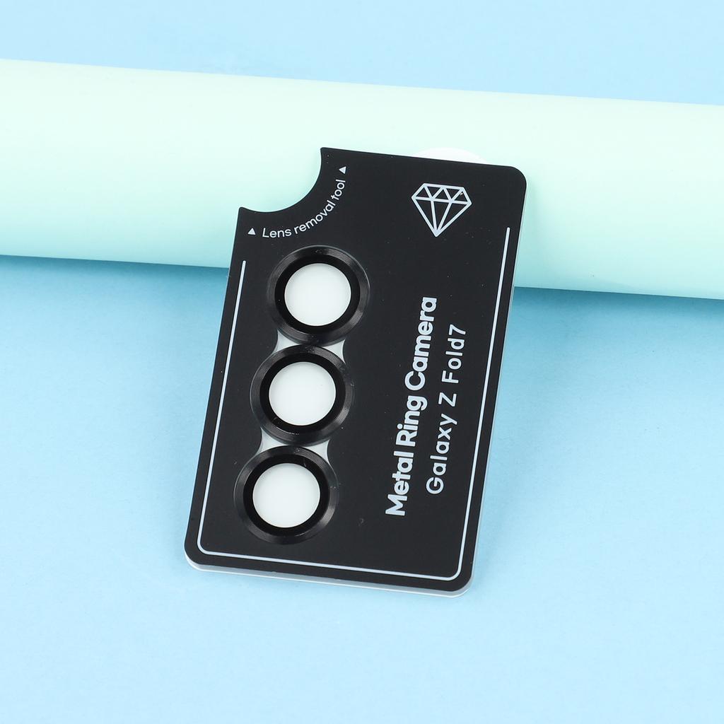For Samsung Galaxy Z Fold7 5G Camera Lens Protector Set Electroplating Metal+Tempered Glass Individual Lens Film
