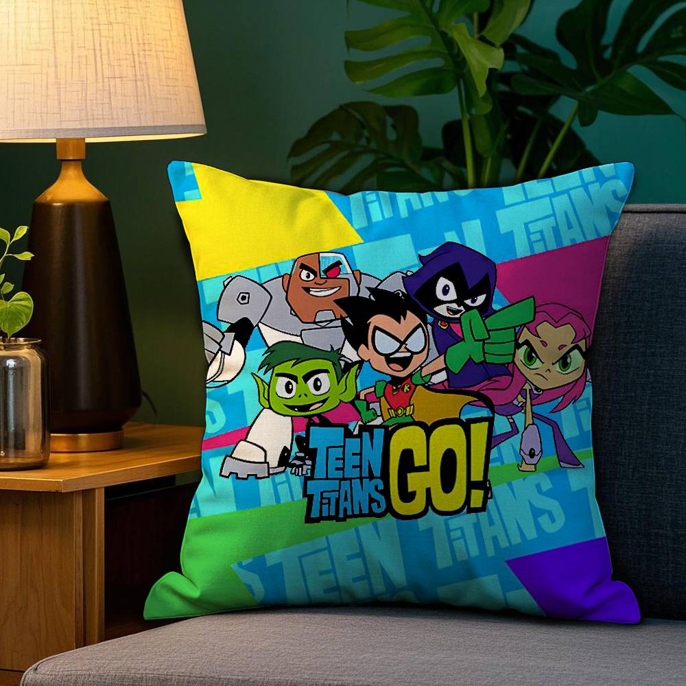 TTeen TTitans Go Pillow Case Plush Fabric Soft Double Sided Print Sofa Cushion Cover Throw Pillow Covers 30x30cm