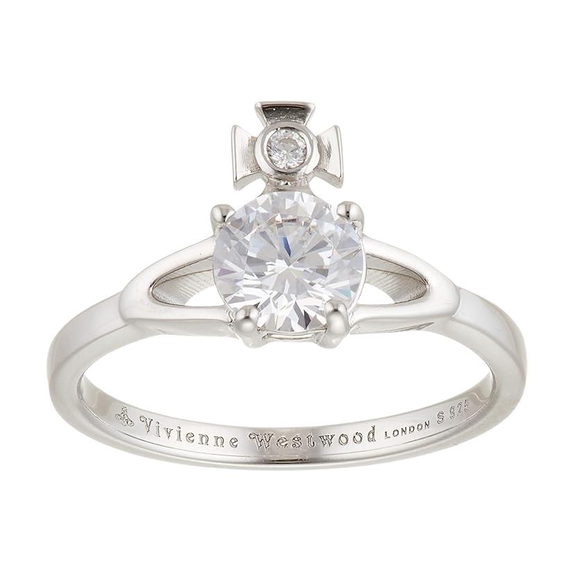 Vivienne Westwood Reina Saturn Star Diamond Brass Ring Women rings Silver 6404000601P102S Basic Packaging-Dust Bag+Box,M