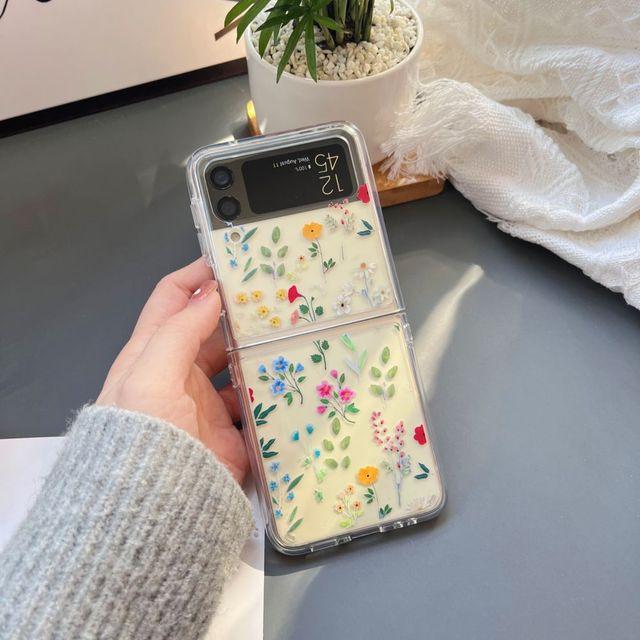 

Чехол для Samsung Galaxy Z Flip 4 3, прозрачный складной чехол с цветком для Samsung Z Flip 3, 5 г, Zflip4, противоударная жесткая задняя крышка Galaxy Z Flip 4