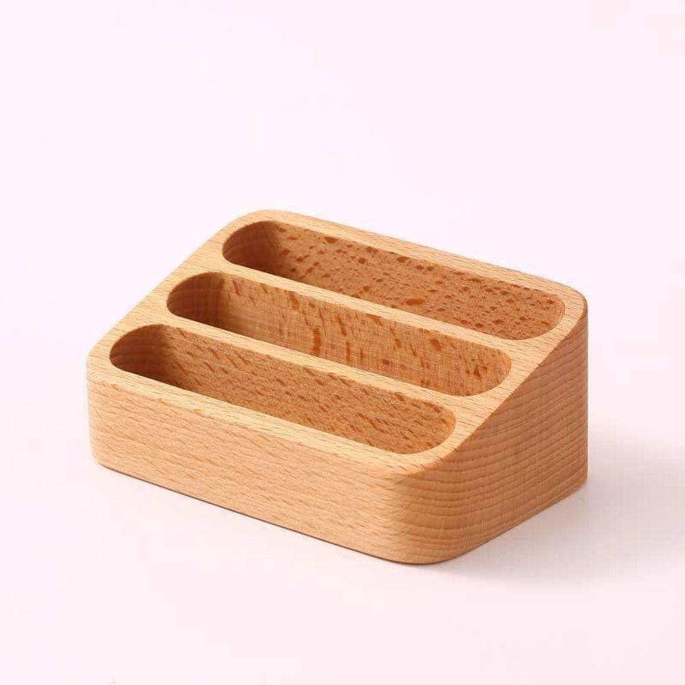 Solid Beech Wood Business Card Holder Beech Memo Counter Desk Display Stand  Home Office