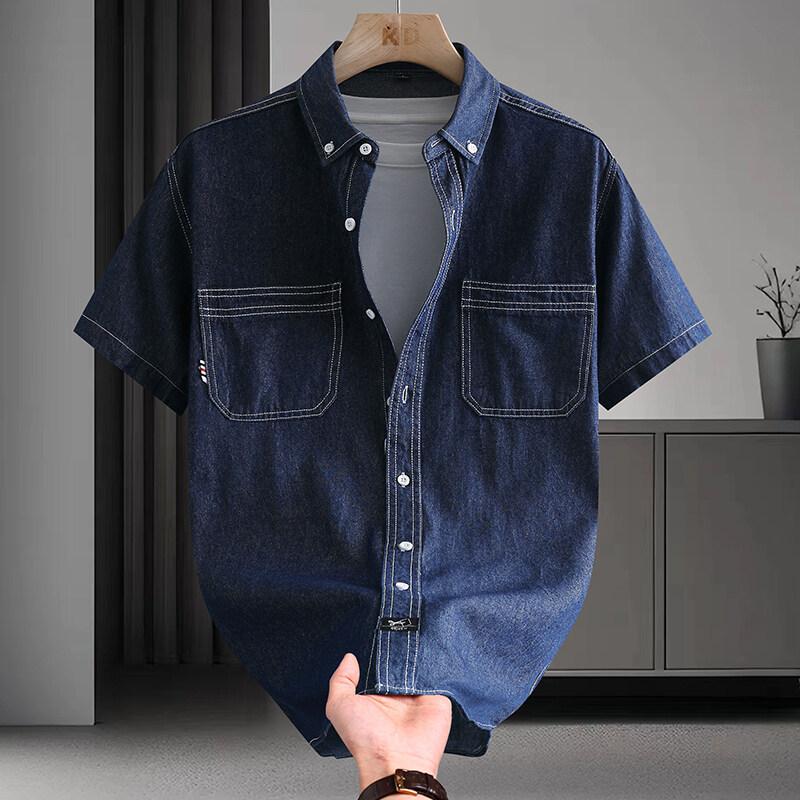 Summer Men's Short Sleeve Casual Shirts Denim Shirt Men Casual Shirts Men Clothes Size S-4XL