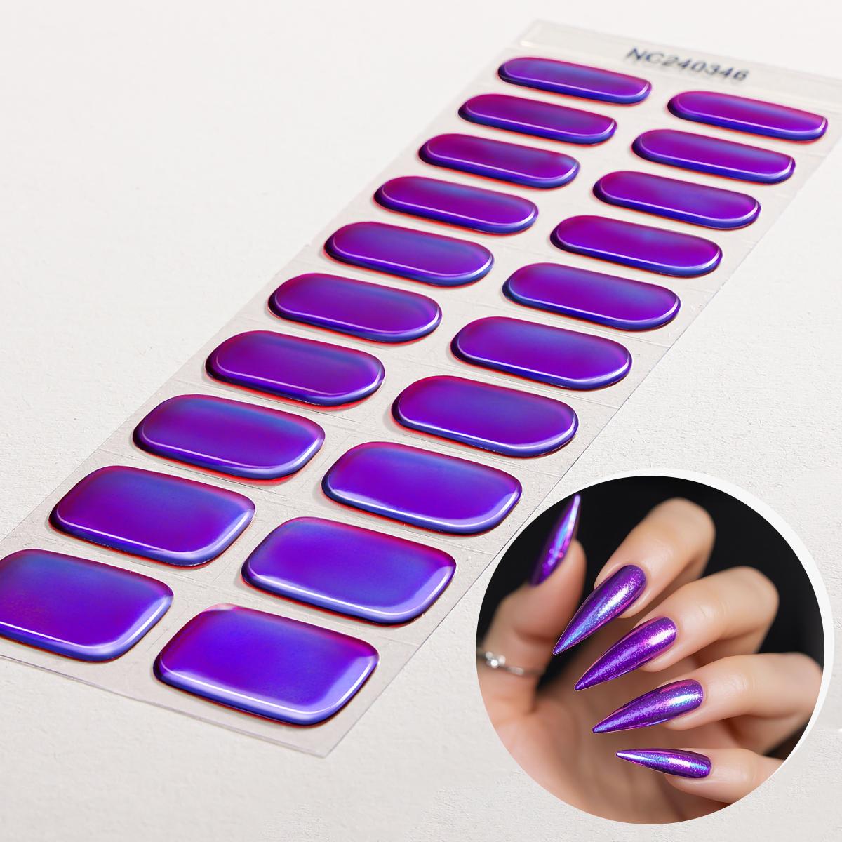 20Stuks Metallic Semi-Uitgeharde Gel Nagellak Strips Aurora Chameleon Volledige Dekking Gel Nagellak Wraps voor Vrouwen Manicure UV/LED Lamp Vereist