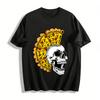 Funny Pizza Skull Graphic Casual Top Pure Cotton T-shirt