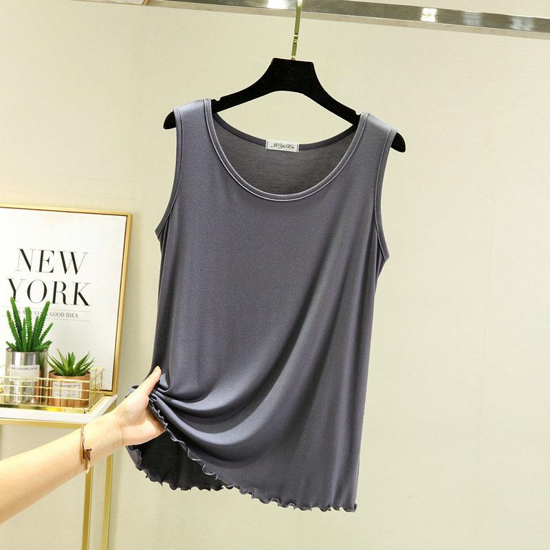 Women's Crew Neck Sleeveless Tank Top Loose Casual Modal Knit Vest Spring Autumn Plus Size Basic Undershirt