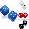 Light Up 1Pair Black Zone Mirror Tech Red View Auto Car Hanging Plush Dice Fuzzy