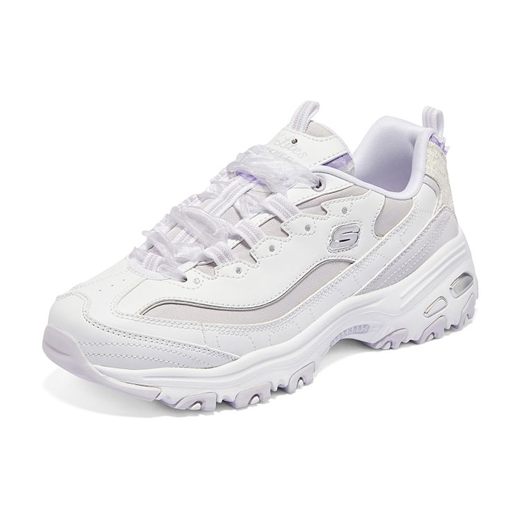 Skechers DLites 1.0 Lace Bear 2.0 Mesh Comfortable Versatile Daily Wear Durable Low-Top Dad Shoes Women Sneaker White Purple 896738-WLV