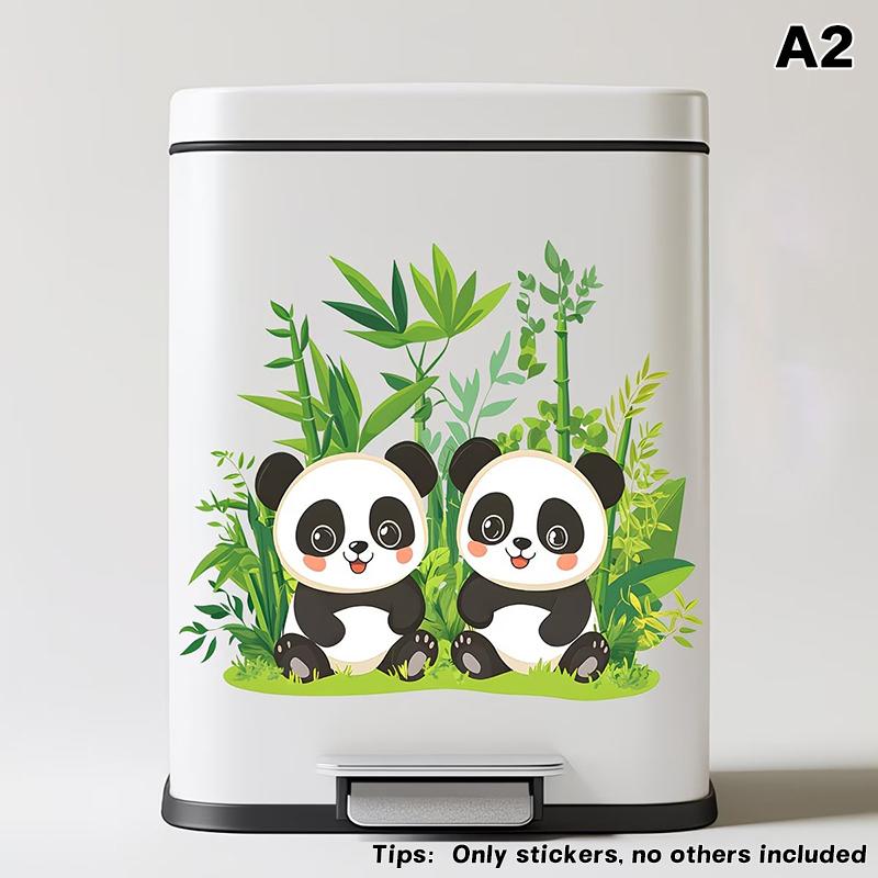 Panda Penguin Glasses Animal Trash Can Sticker Creative Decorative Wall Mural for Living Space Kitchen Office Decor