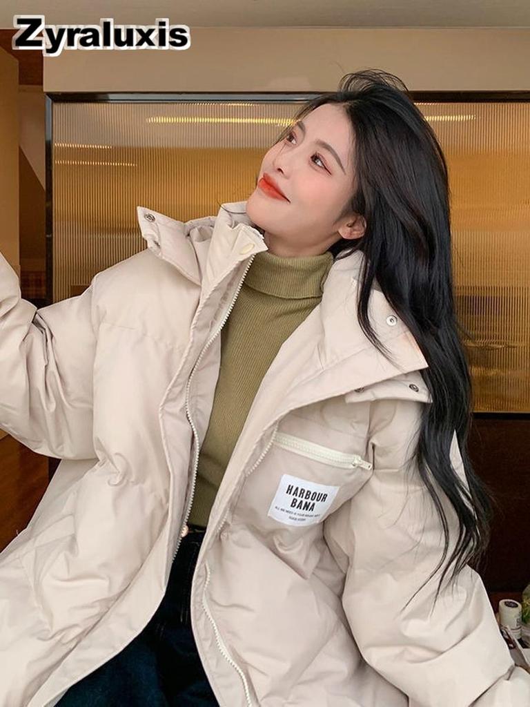 Women's Down Cotton Jacket Winter Thickened Cotton Padded Coat Korean Loose Small Size Cotton Clothing Outerwear