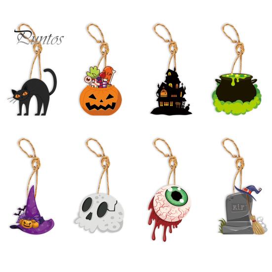 

8 шт., украшения для Хэллоуина, гном, тыква, призрак, черный кот, дом с привидениями, подвесной кулон на Хэллоуин, декор для праздничной вечеринки 8pcs