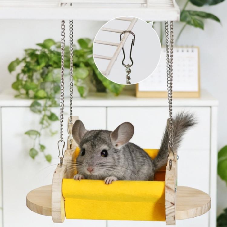 Natural Wooden Small Pet Swing Hammock Chew Proof Hanging Bed Toy For Chinchilla Cage Exercise Entertainment Activity
