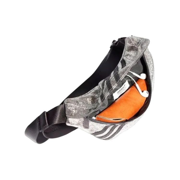 Adidas Originals Waistbag Classic Three Stripes Trendy Sports Unisex Waistbag Silver Black GN2149
