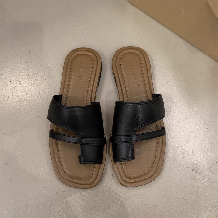 

Set of toe slippers women s shoes summer wear 2025 new retro simple skirt one pedal Roman sandals 42 чорний