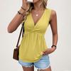 Bluse Casual da Donna a Maniche Corte con Scollo a V Davanti in Tessuto Morbido Camicie da Donna a Maniche Corte per l'Uso Quotidiano