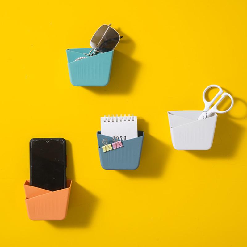 Caixa de armazenamento montada na parede Controle remoto Caixa de armazenamento para celular Prateleira de parede para banheiro Caixa organizadora de mesa para casa