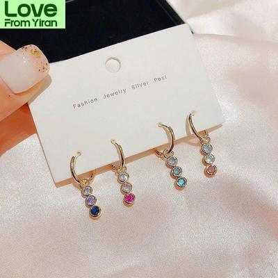 Nuova Moda Arcobaleno Colorato Zircone Cubico Orecchini a Cerchio Set Moda 4 Pezzi Set Orecchie Gioielli Per Donne Regali per Feste
