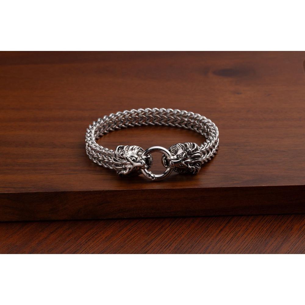 European and American Cross-border Popular Men's Bracelets, Retro Punk Style, Stainless Steel Snake Head, Beast Head, Skull, and Jewelry Do Not Fade.