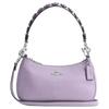 Coach Teri 25 Applicazione Floreale Hardware Pelle Granata Borsa a Spalla Crossbody Tote Media Donna Viola
