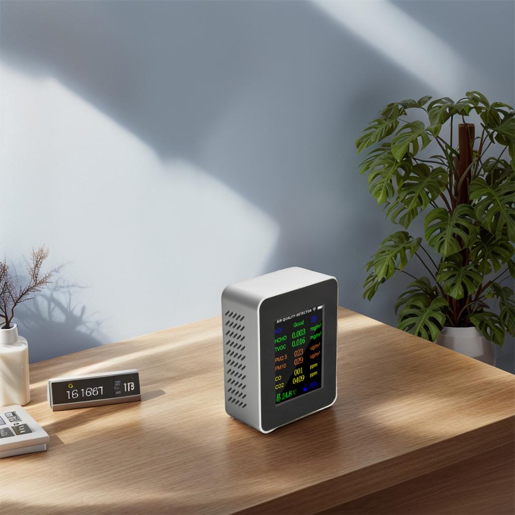 Air Quality Meter 12in1 Detector PM2.5 PM10 HCHO AQI Temperature Humidity Tester With TFT Lour Display