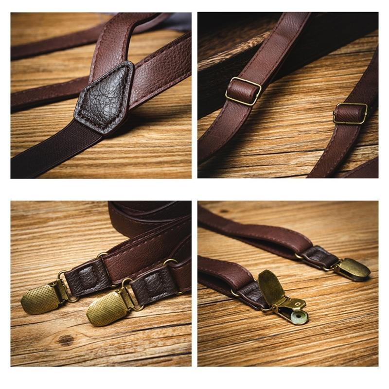 Old Fashion PU-läder Hängslen Bälte Med Elastiskt Band För Vuxna Tonåringar Unisex Olika Kläder Och Tillfällen Utklädning