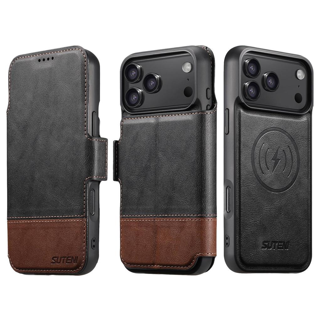 iPhone 17 Pro Max Flip Case: Card Slot, Magnetic Snap, Wireless Charging Stand, Leather 2-in-1 Design