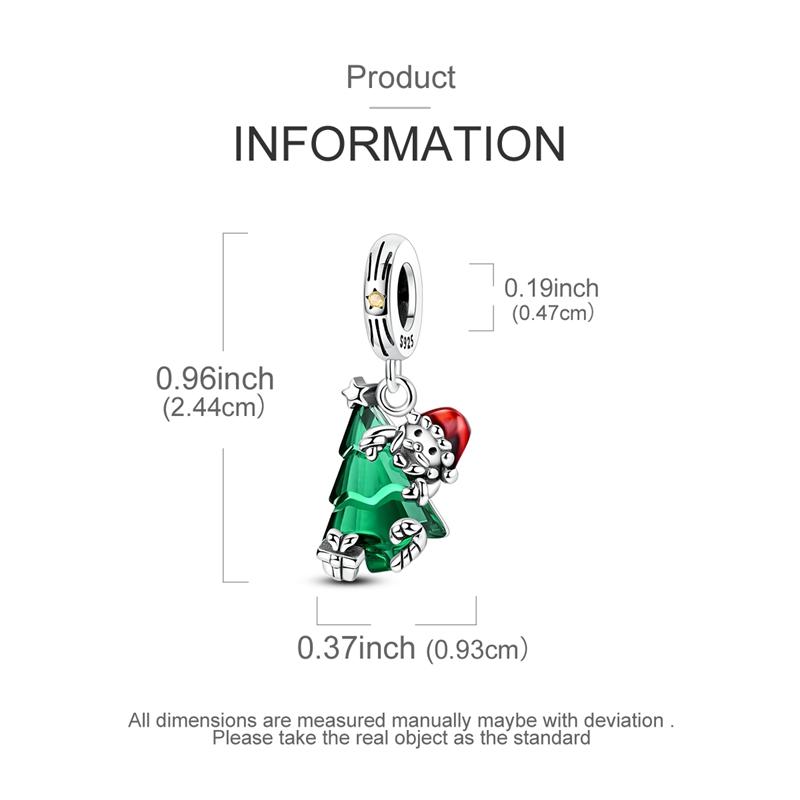 Miedziany Święty Mikołaj Trzymający Choinkę Zawieszka Charms Biżuteria Pasuje do Oryginalnej Bransoletki dla Kobiet Prezent DIY