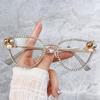 Vintage Sexy Ladies Cat Eye Anti Blue Light Optical Glasses Frames Women Luxury Brand Designer Diamond Pearl Clear Eyeglasses