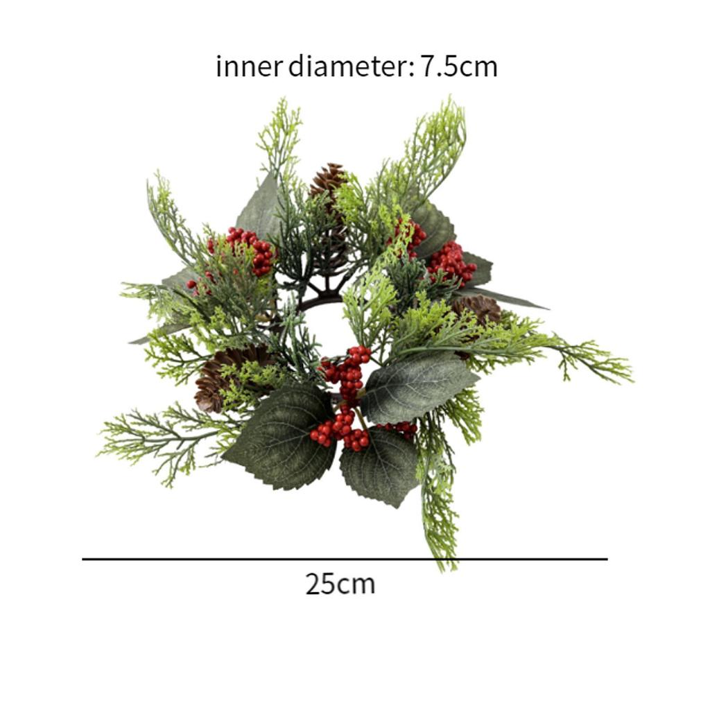 Candle Ring Artificial Wreath Pillar Candle Holder Flower Arrangement Greenery Wreath for Halloween Room Christmas