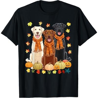 Fall Autumn Pumpkin Labrador Retriever Thanksgiving Dog Mom T-Shirt